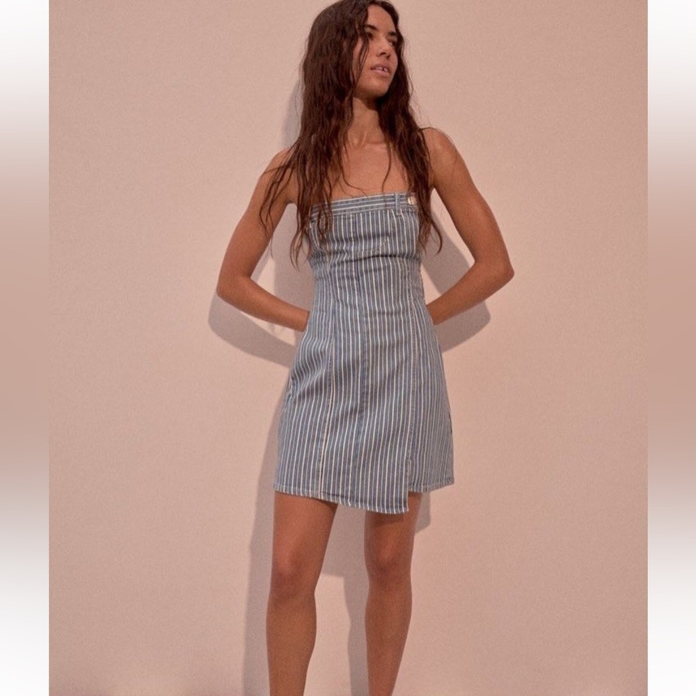 Zara Blue and White Striped Mini Dress
